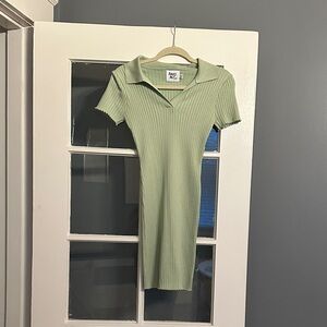 Ribbed Green Polo Dress